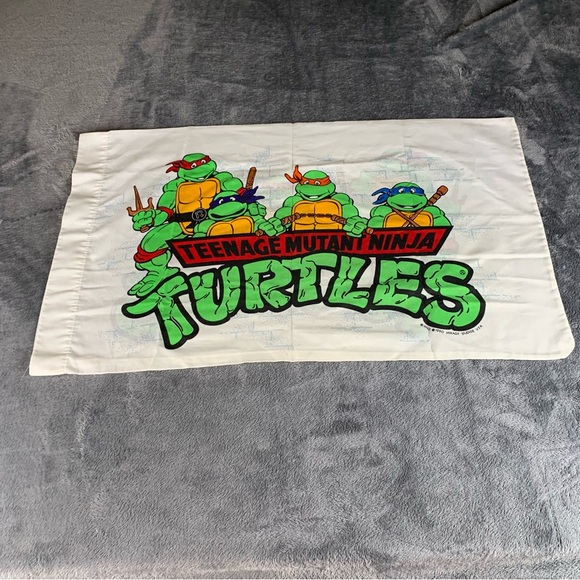 Vintage 1990 Pillowcase TEENAGE MUTANT NINJA TURTLES Double Sided Mirage Studios - Picture 1 of 6